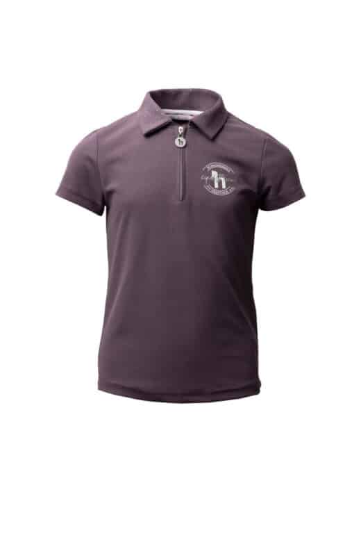 Horze Fay Junior Polo Shirt, Black Plum, P5PNN-454