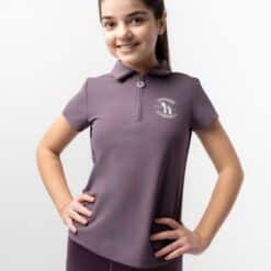 Horze Fay Junior Polo Shirt, Black Plum, P5PNN-454
