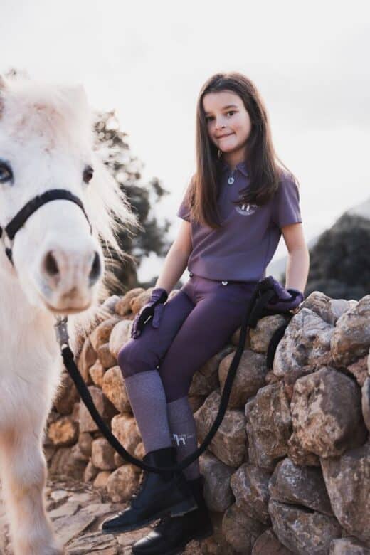 Horze Fay Junior Polo Shirt, Black Plum, P5PNN-454